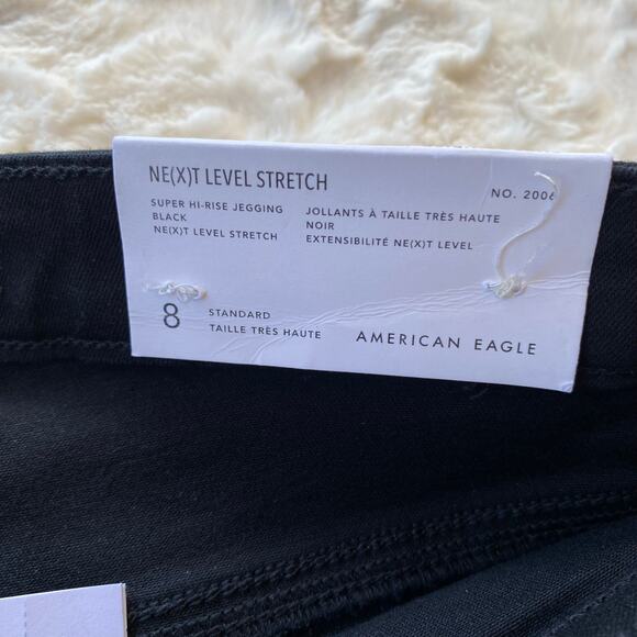 American Eagle Super Hi-Rise Jegging Jeans Size 8 Black Next Level Stretch Denim - Picture 4 of 10